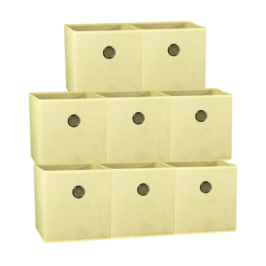 Fabric Drawer Storage Cubes – Foldable Organiser Set (Beige, 8-Pack)
