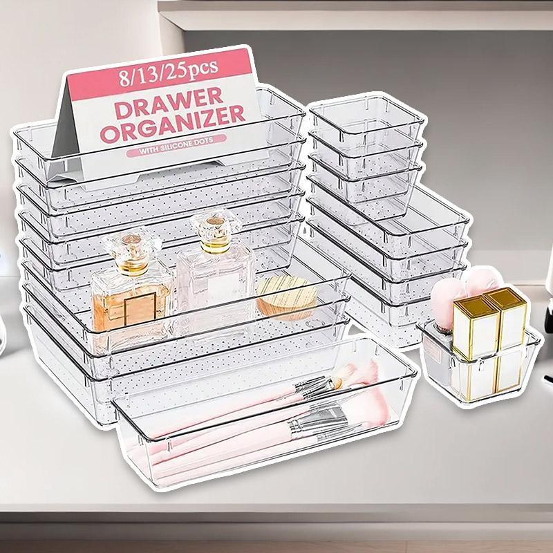 Modular Drawer Organiser Set – 13-Piece Clear Storage System